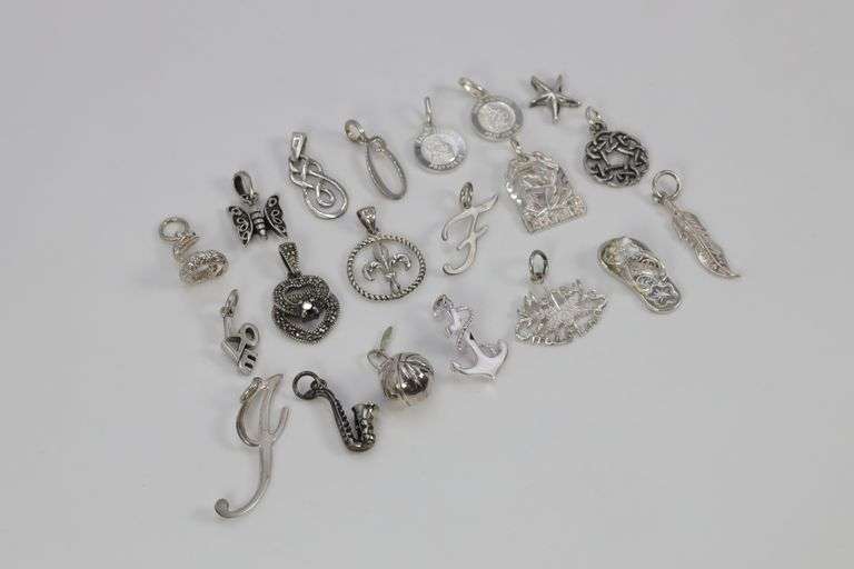Sterling Silver Curated Pendant Assortment Various Sizes & Styles (20 Pendant Lot)