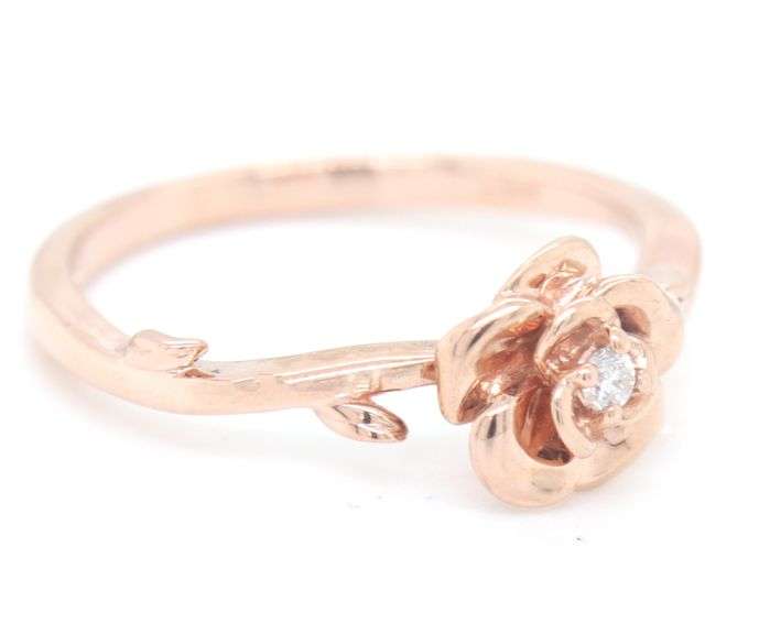 10kt Yellow gold Disney Enchanted Belle diamond rose ring