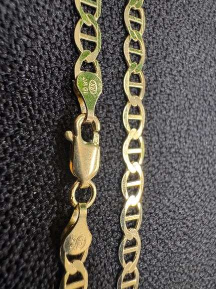 10k Yellow Gold Solid Mariner Chain Marina Anchor Link 4mm Necklace 24"