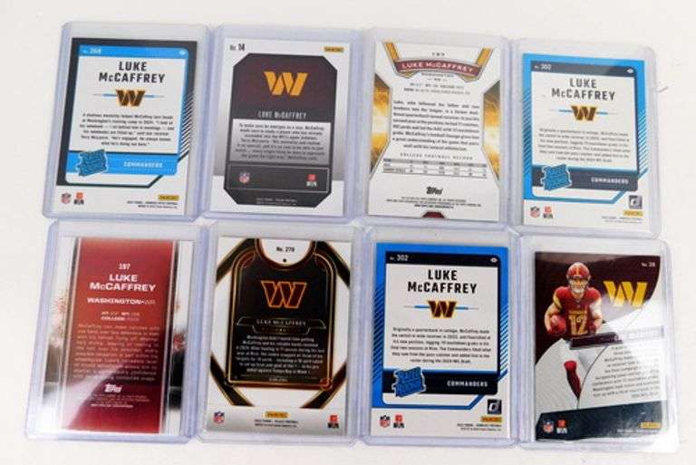 8 Luke McCaffrey Football Cards, Includes Rookies
