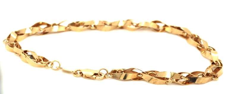 Unusual Glittery 14K YG Fancy Link Bracelet