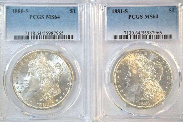 Impressive blazing near Gem BU 1880-S & 1881-S Morgans. PCGS MS64