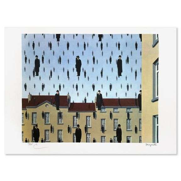 "Golconde" by Rene Magritte 1898-1967 (After)