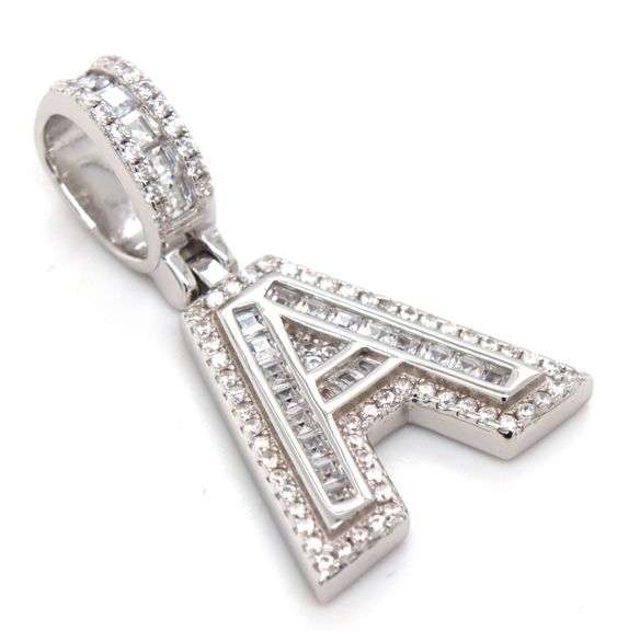 925 Sterling silver Initial A cubic zirconia pendant