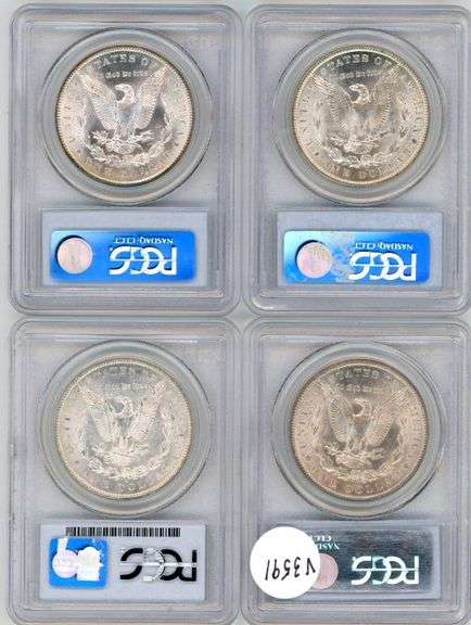 Special Run of 4 Diff. 'O' Mint Morgan Silver Dollars. PCGS MS64