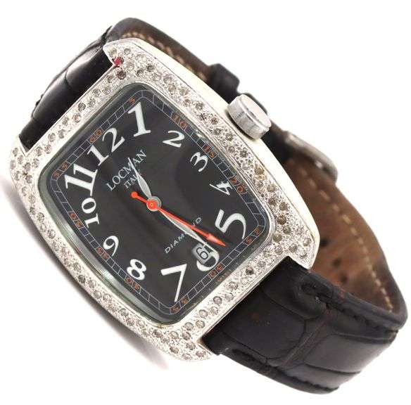 Locman diamond pave 32mm quartz black dial watch
