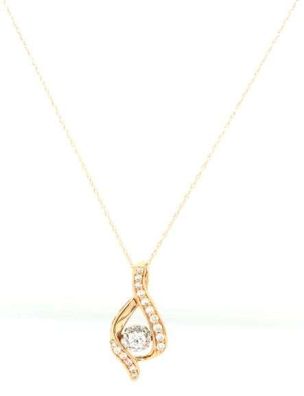 14kt Yellow gold 3/8ctw diamond swirl pendant on chain
