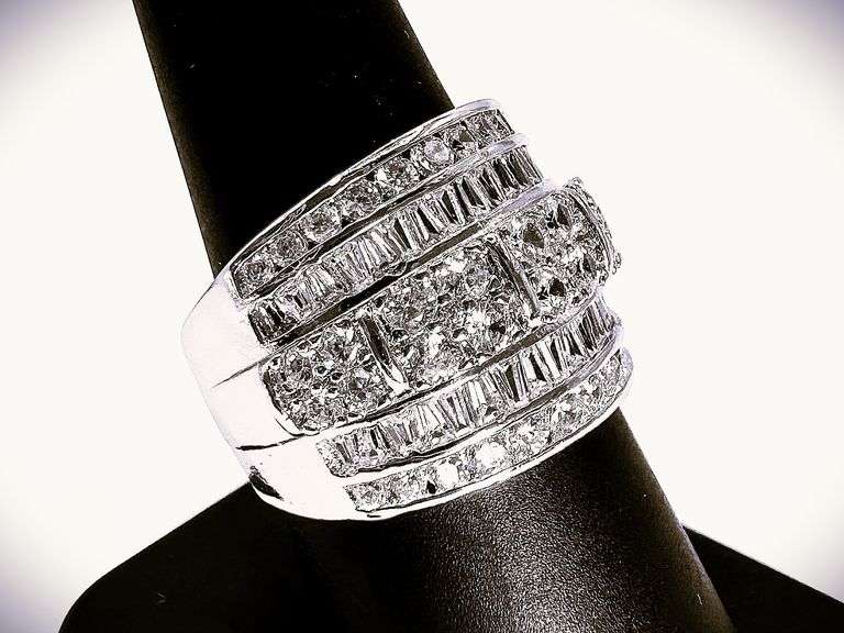 Gorgeous14 Kt White Gold Plate 5.75 Cttw. Lab Simulated Diamond Ring