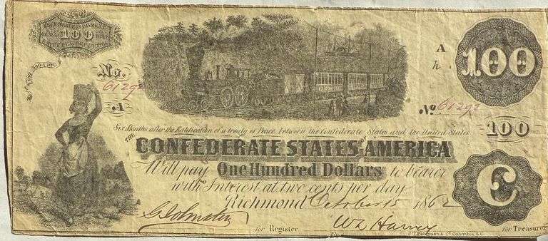$100 Series of 1862 CSA Note