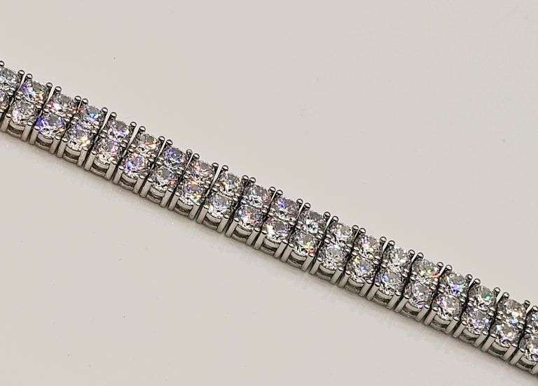 14 Kt White Gold Plated 58 Count Lab Simulated Diamond Tennis Bracelet