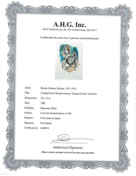 Rare Vintage Renato Guttuso Erotic Art Circa 1981