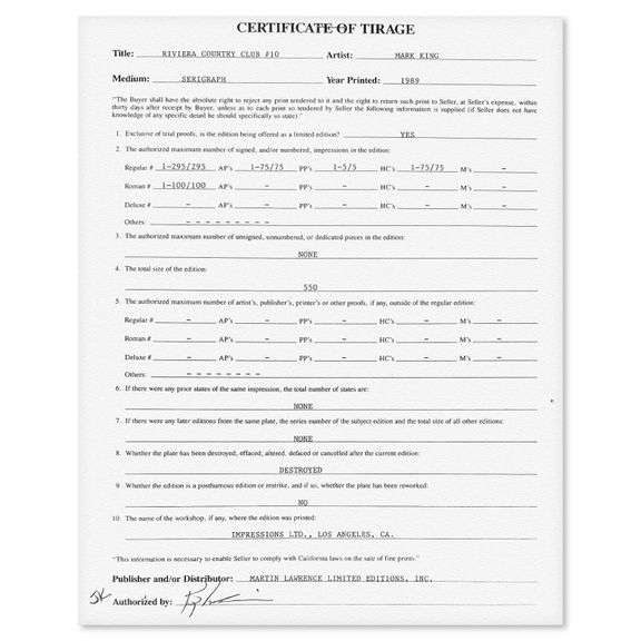 "Riviera Country Club #10" by Mark King (1931-2014)