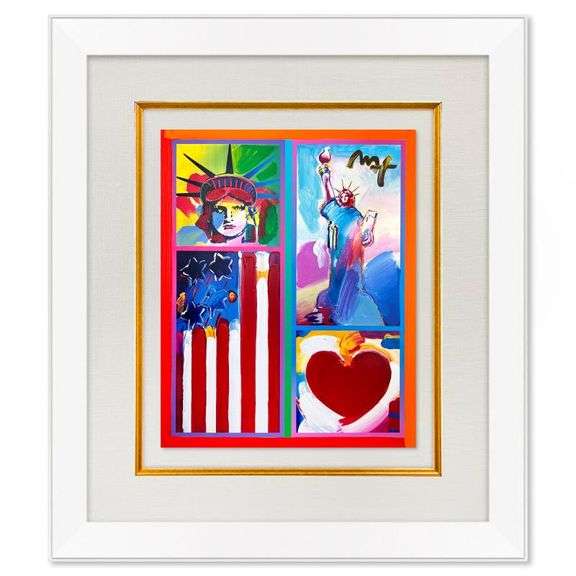"2 Liberties, Flag and Heart" by Peter Max