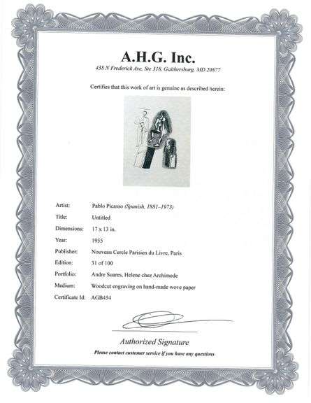 Extremely Collectible Vintage Picasso Woodcut on Paper