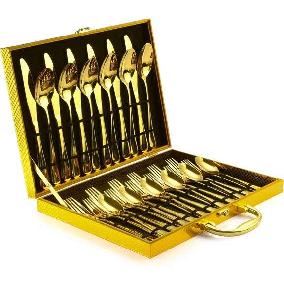 30-Piece Gold Stainless Steel Flatware Set