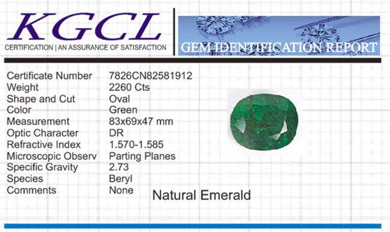Huge Certified 2260 Ct Museum Size Natural Emerald