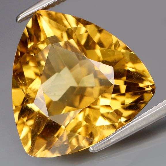 Impressive 8.10ct richly colored trillion cut Citrine! Untreated!