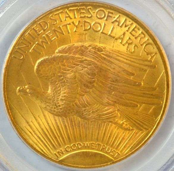 Solid Gem BU 1924 St. Gaudens $20 Gold Piece. PCGS MS65