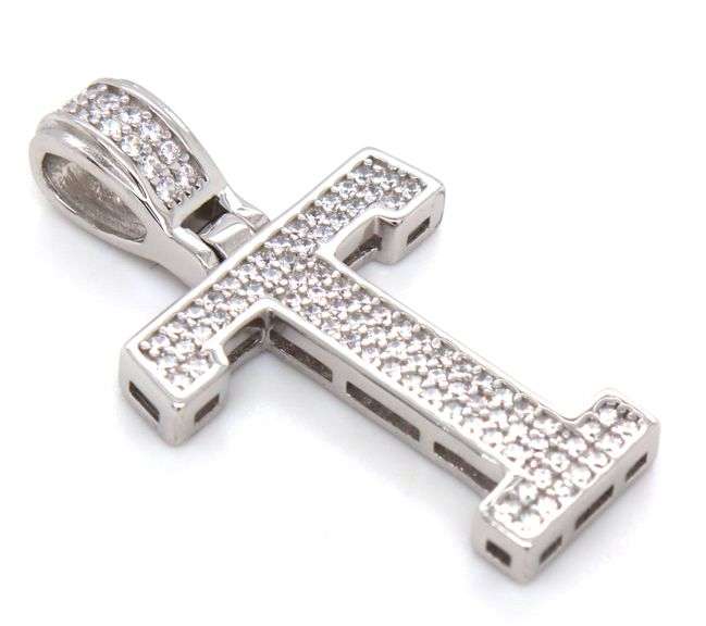 925 Sterling silver Initial T cubic zirconia pendant