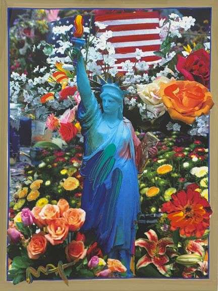 Peter Max Original Mixed Media with Acrylic Signed 'Land of the Free Home of the Brave' with Park We