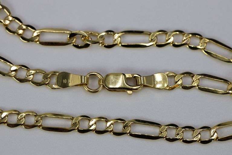 10k Yellow Gold Hollow Figaro Link Chain 4.3mm Necklace 24"