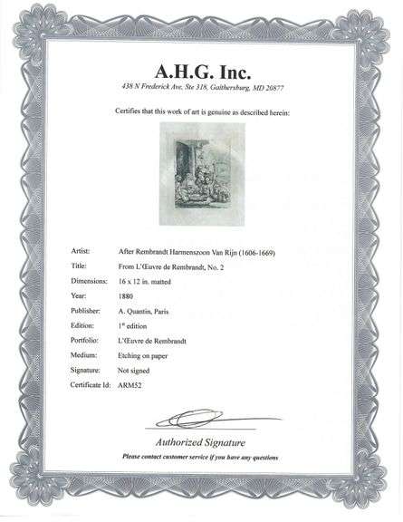 Extremely Rare and Collectible Antique Etching After Rembrandt, c. 1880