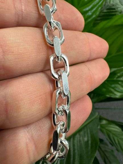 Sterling Silver Diamond-Cut Large Anchor Cable Chain 8mm Solid 925 Italy New Necklace 24"