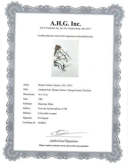 Collectible Vintage Renato Guttuso From 'Erotic Drawings' Drawings