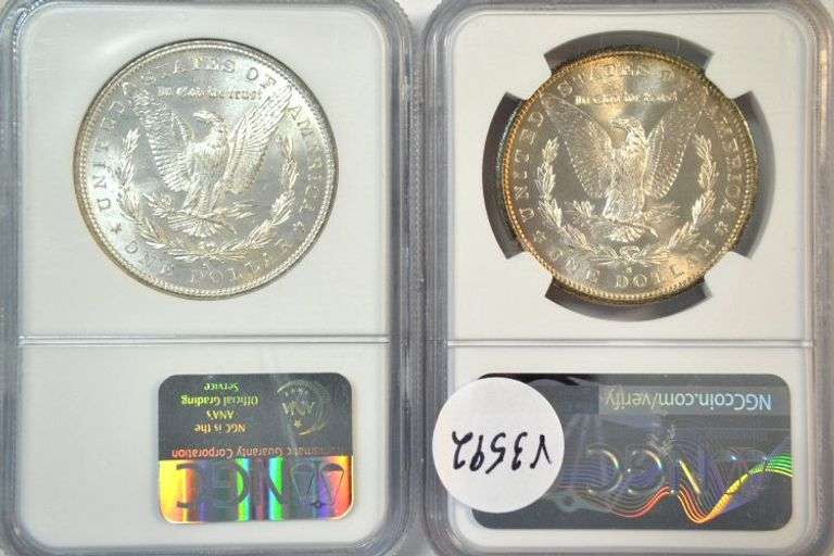 Blazing solid Gem BU 1880-S & 1881-S Morgan Dollars. NGC MS65