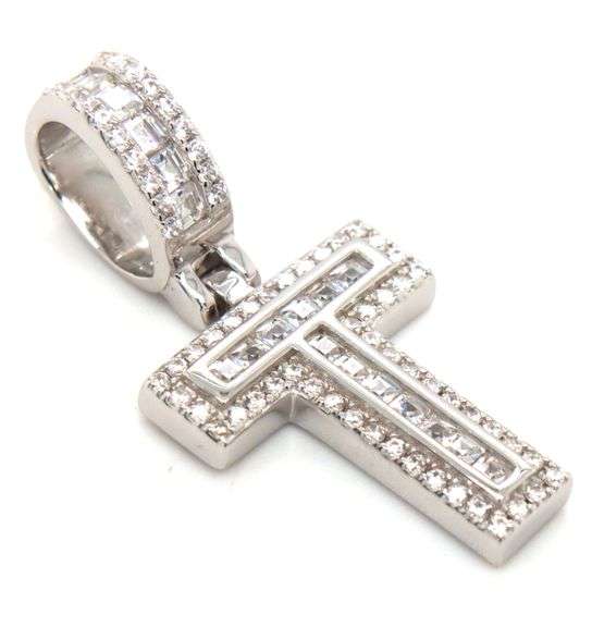 925 Sterling silver Initial T cubic zirconia pendant