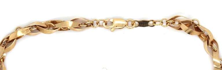 Unusual Glittery 14K YG Fancy Link Bracelet