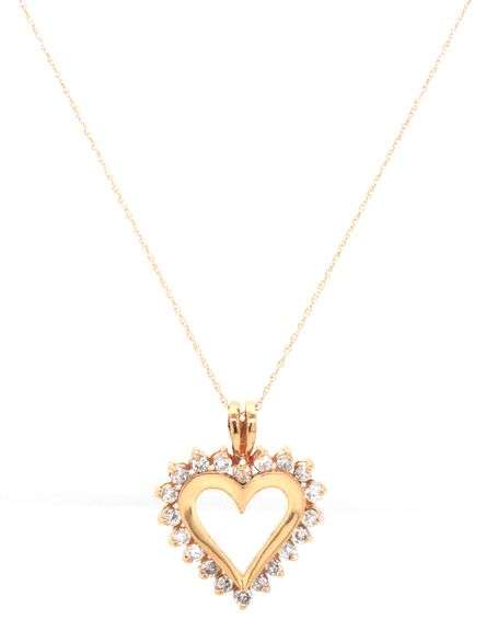 14kt Yellow gold 0.75ctw open heart diamond pendant on chain