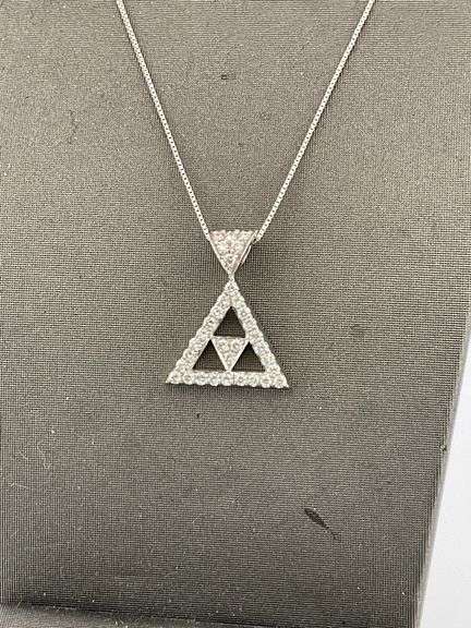 CERTIFIED BRAND NEW 18K WHITE GOLD CHAIN WITH DIAMOND PENDANT