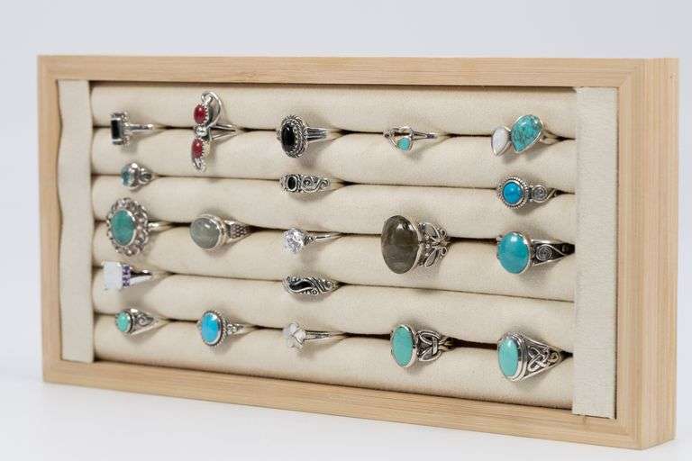 .925 Sterling Silver Ring Assortment Various Sizes & Styles (20 Ring Lot)