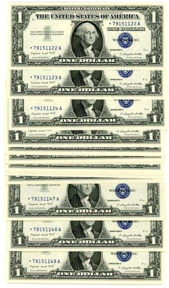 Fabulous Superb Gem CU run of 28 consecutive 1957-S $1 STAR Notes