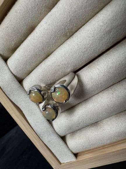 Sterling Silver Natural Genuine Opal Gemstone Ring Size 8