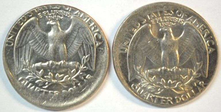 Two 1983-P off-center Washington Quarter errors