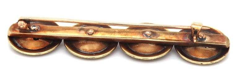 Unique Antique 14K YG & Blue Enamel Bar Brooch