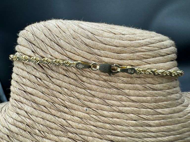 10k Yellow Gold Solid Round Rope Link Chain 2.5mm Bracelet 8"