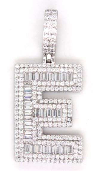 Initial E cubic zirconia pendant in 925 sterling silver