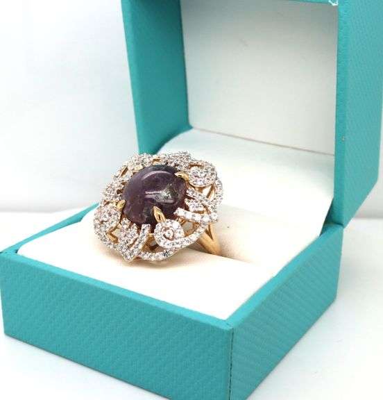 Exquisite Massive 17.08CTS Round Cabochon-Cut Ruby & 2.05CTW White Sapphire in 14K Yellow Gold Over 