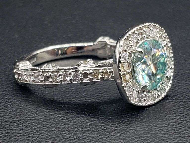 Sparklijng 14 K White Gold Plate  3.15 Ct White Ice Blue Lab Simulated Diamond Ring