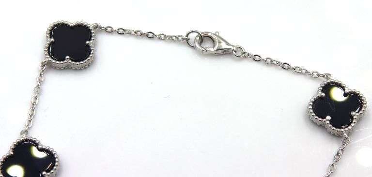 10mm 5 Clover black onyx bracelet in 925 sterling silver