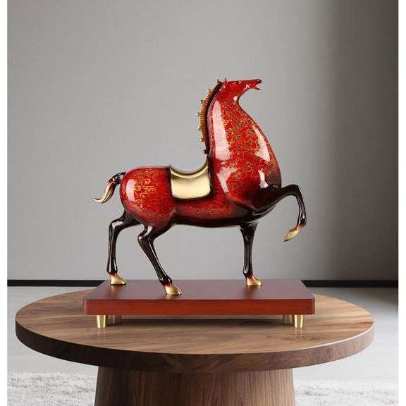 Bronze Galloping Horse on Walnut Base