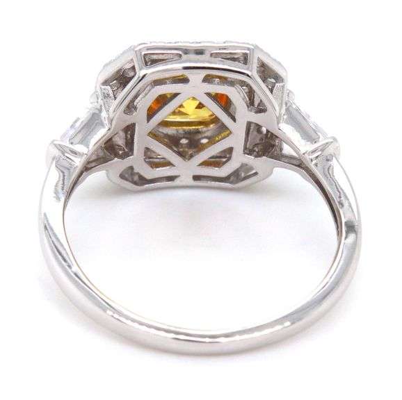 925 Sterling silver princess cut yellow and white round and baguette cubic zirconia ring