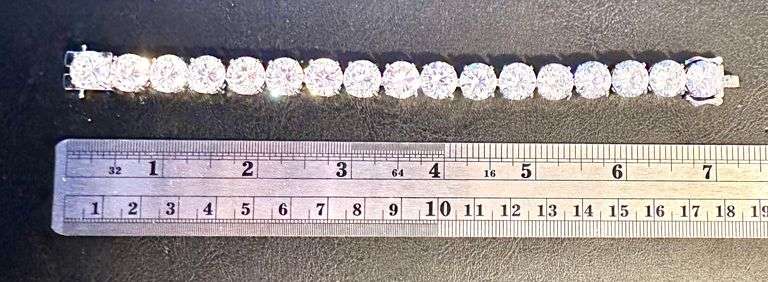 14 Kt. White Gold Plated Simulated 58 Ctw White Diamond Tennis Bracelet