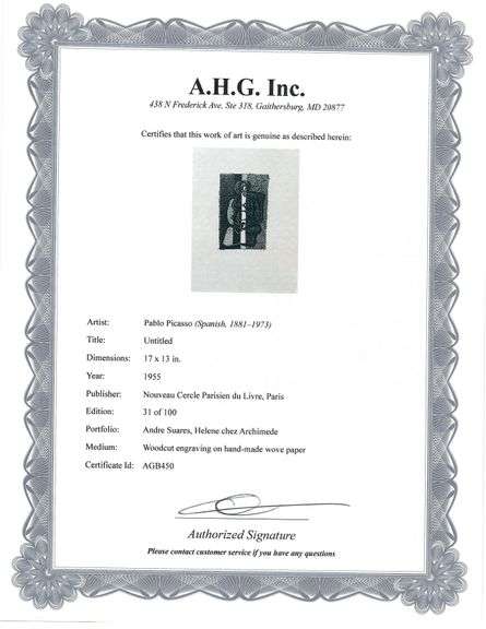 Rare Pablo Picasso Woodcut Circa 1955 Out of Only 100