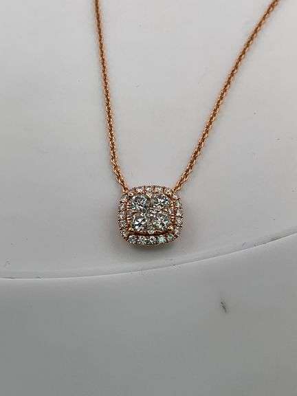 CERTIFIED BRAND NEW 18K ROSE GOLD NECKLACE WITH DIAMOND PENDANT