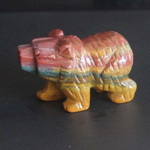 1 Hand Carved Indian Agate Crystal Bear