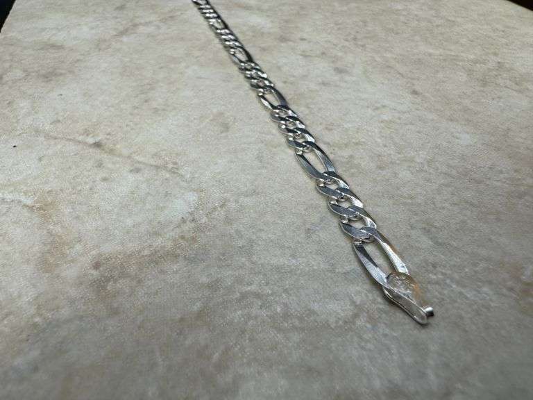 Men's 6mm Solid .925 Sterling Silver Flat Figaro Chain Link Italy Bracelet 7"